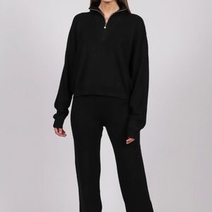 Brunette the Label Ribbed Knit Half-Zip Popover Sweater • M/L